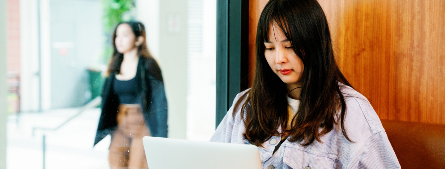 Female student working