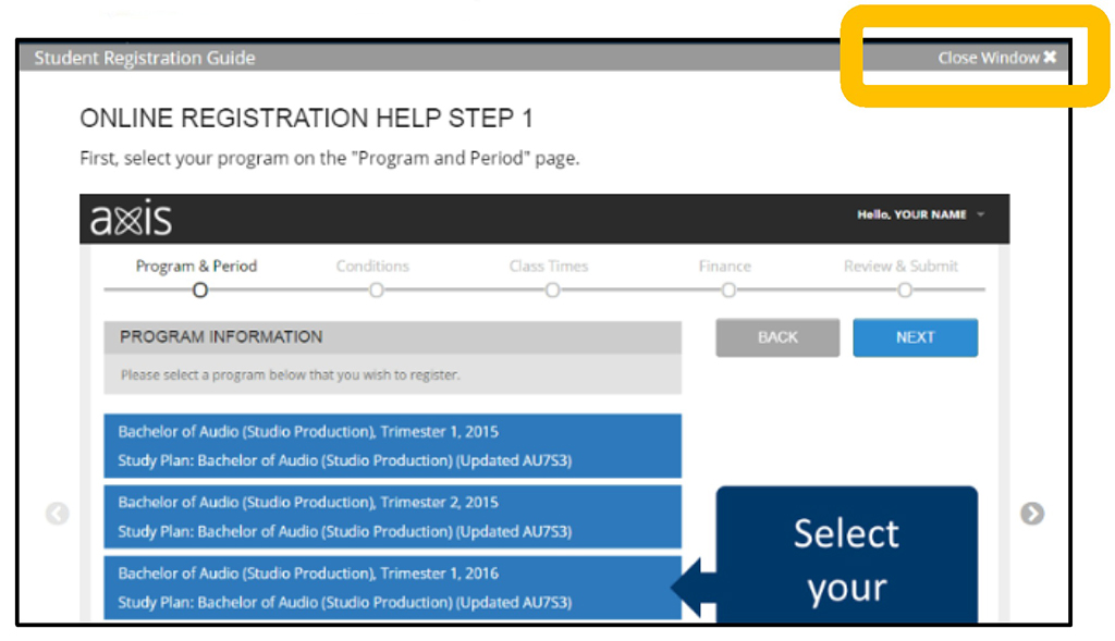 Online registration step one