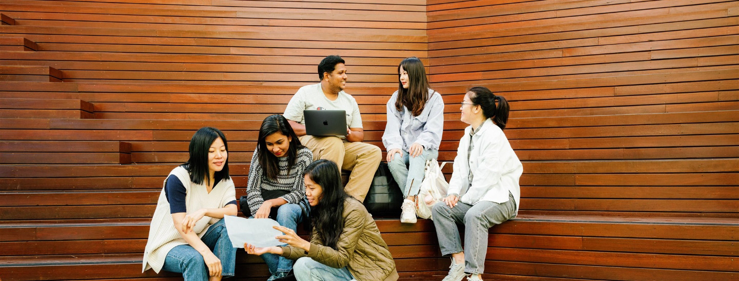 Students outside campus happy